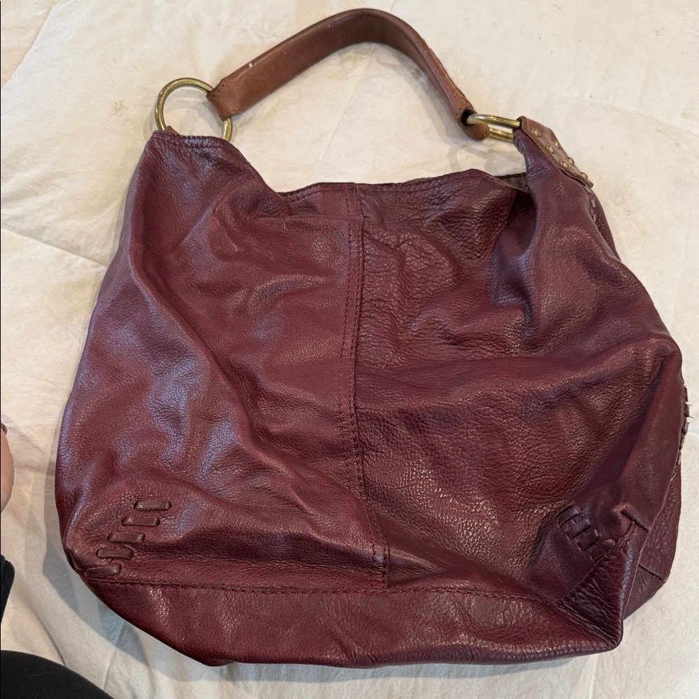 Elegant Burgundy Leather Tote Bag- Lucky Brand